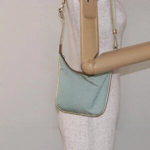 GUCCI Sherry Line Shoulder Bag Canvas Light Blue Gold